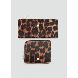 Billetera piel pelo leopardo