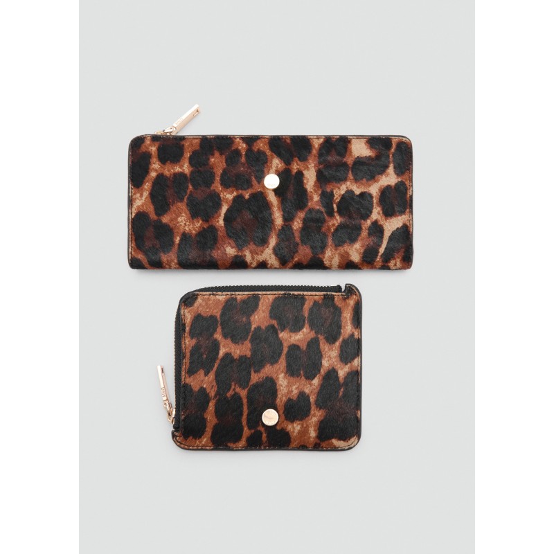 Billetera piel pelo leopardo