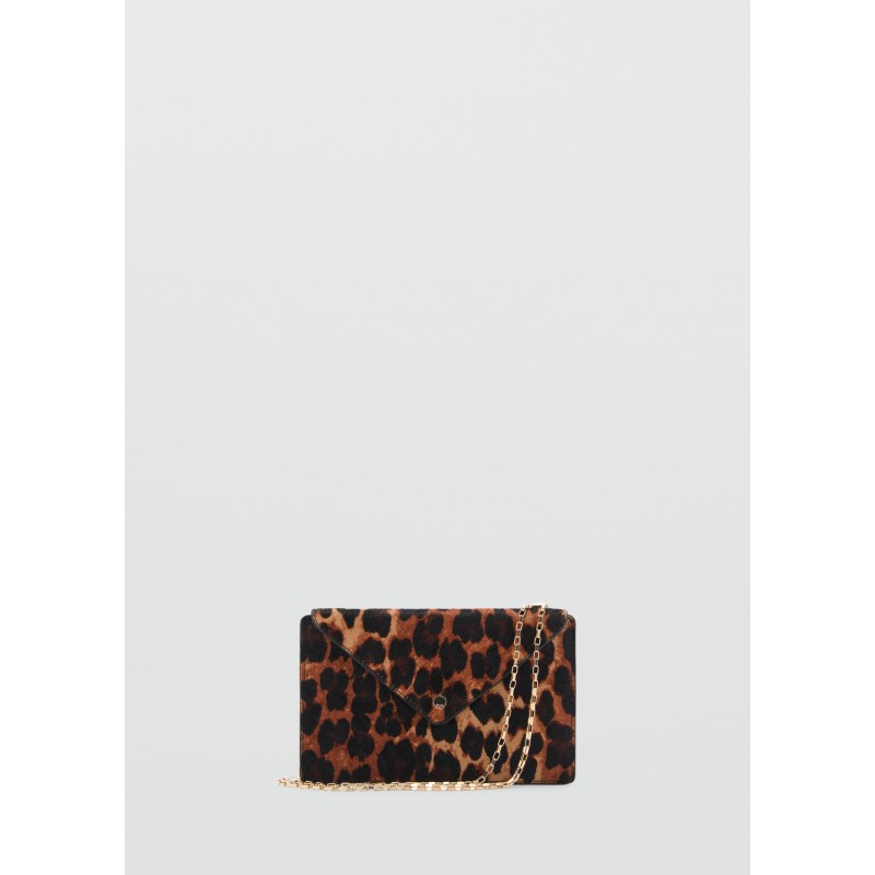 Billetera piel pelo cadena leopardo