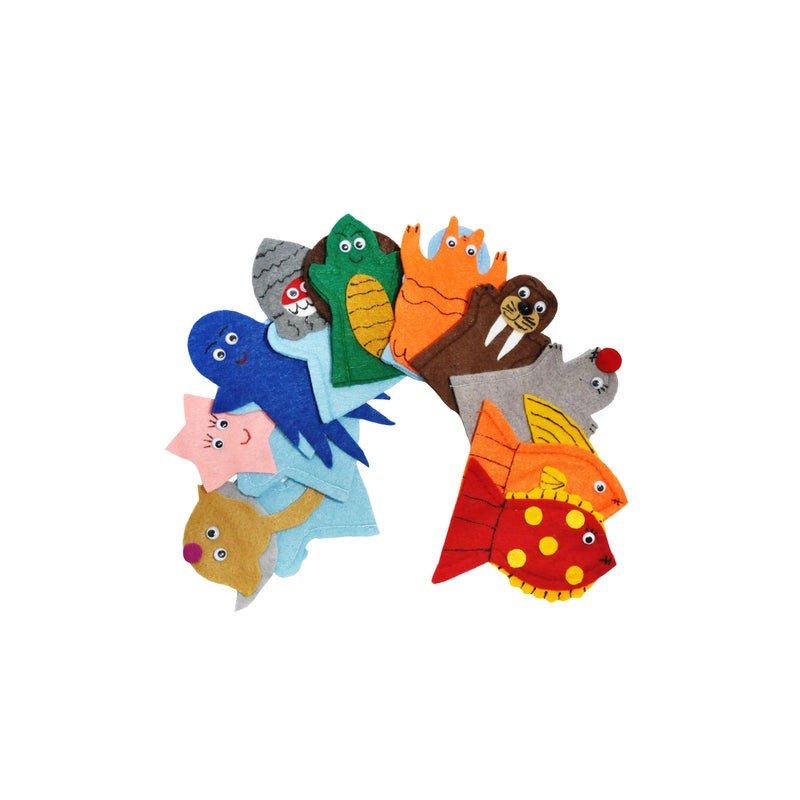 Juego de 10 Títeres Digitales Animales del Mar