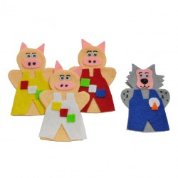 Juego de 4 Títeres Digitales Los Tres Cochinitos