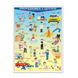 Póster Profesiones y Oficios azul