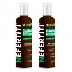 Shampoo y Tratamiento Matiz Chocolat Color & Care intensifica castaño y chocolate- Nefertiti