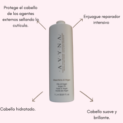 Di Argan Maschera Cabello hidratado, reestructurado, suave y brillante1 Litro - AVYNA