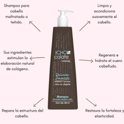 Shampoo chocolate repara el cabello maltratado y teñido, restaura la fortaleza y elasticidad 300ml - Loquay