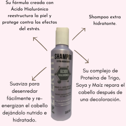 Línea ácido hialurónico shampoo extra hidratante el cuero cabelludo y repara a profundidad 300ml - Nefertiti