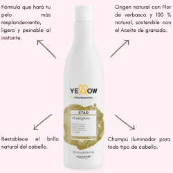 Star Shampoo iluminador restablece el brillo natural, cabello ligero y peinable al instante 500ml - Yellow