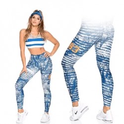 Leggins color blanco y franjas azules