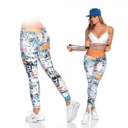 Leggins color naranja letras