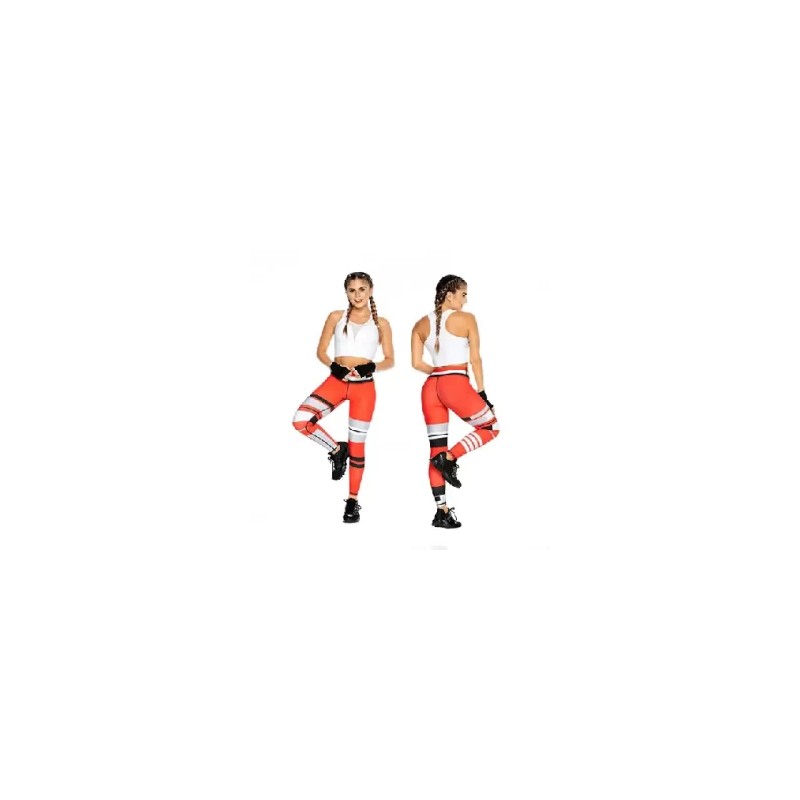 Leggins color rojo con gris