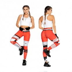 Leggins color rojo con gris