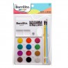 ACUARELA 12 COLORES CON PALETA DE PLASTICO Y 2 PINCELES