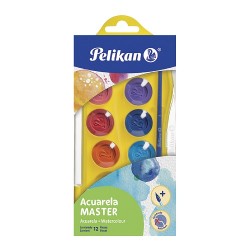 ACUARELA MASTER 12 PASTILLAS ESTUCHE DE PLASTICO