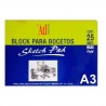 BLOCK PARA BOCETOS A3 SKETCH 42X29.7CM 25H