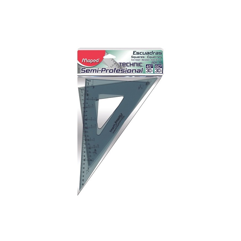 ESCUADRA SEMI PROFESIONAL CON BISEL TECHNIC C/G° 30CM