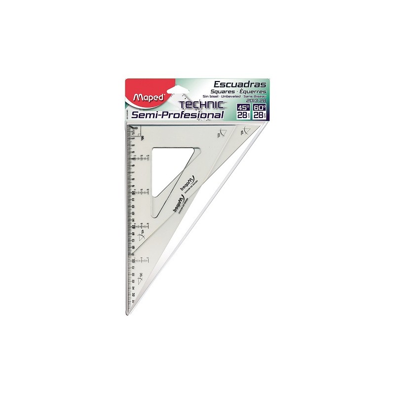 ESCUADRA SEMI PROFESIONAL SIN BISEL TECHNIC C/G° 28CM