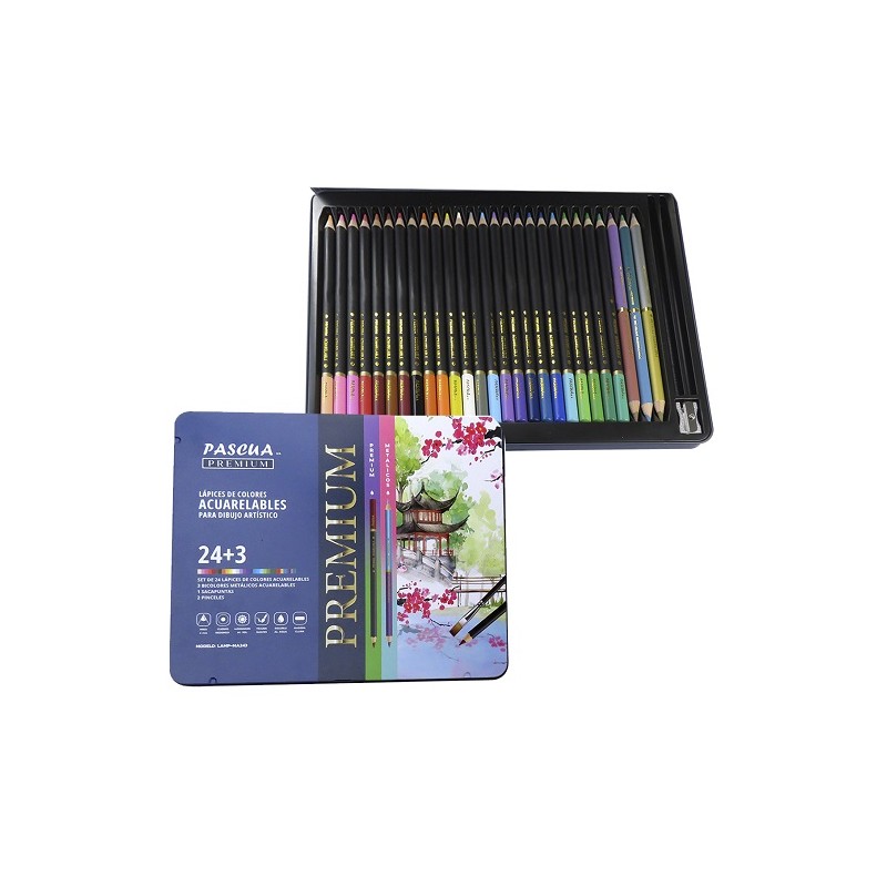 LAPICES DE COLOR ACUARELABLES PARA DIBUJO 24+3PZ