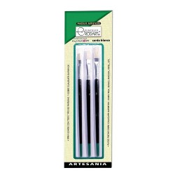PINCEL DE CERDA BLANCA ARTESANIA VERDE 3PZ