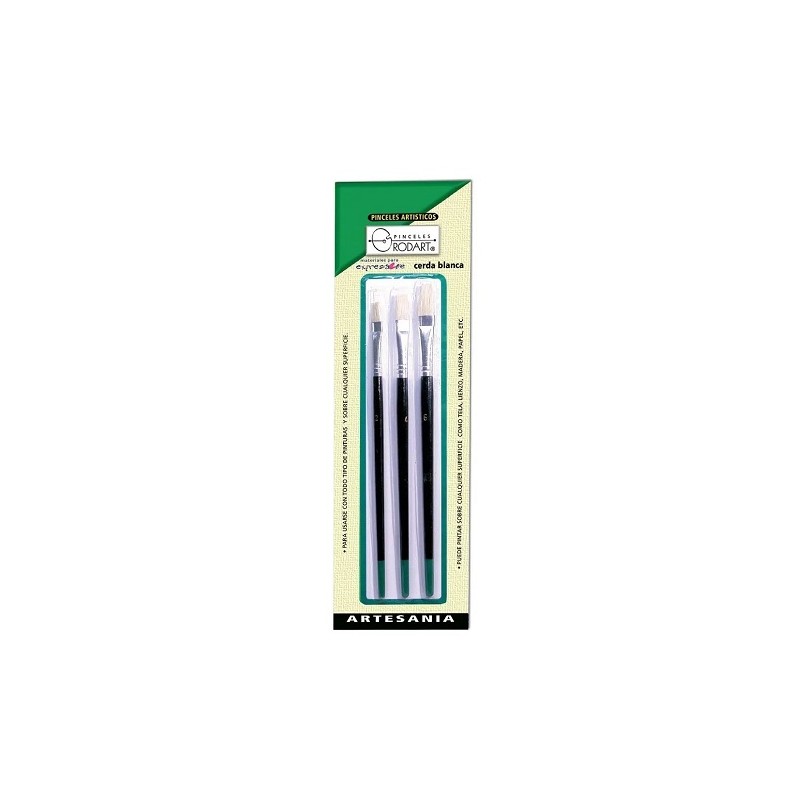 PINCEL DE CERDA BLANCA ARTESANIA VERDE 3PZ