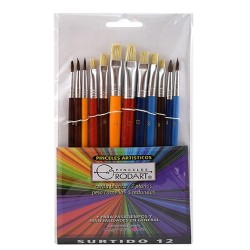 PINCEL DE CERDA BLANCA Y CAMELLO SURTIDO 12PZ