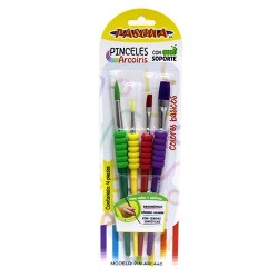 PINCELES ARCOIRIS C/SOPORTE 4PZ