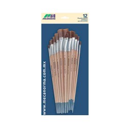 PINCELES SURTIDOS PLANOS Y REDONDOS 12PZ