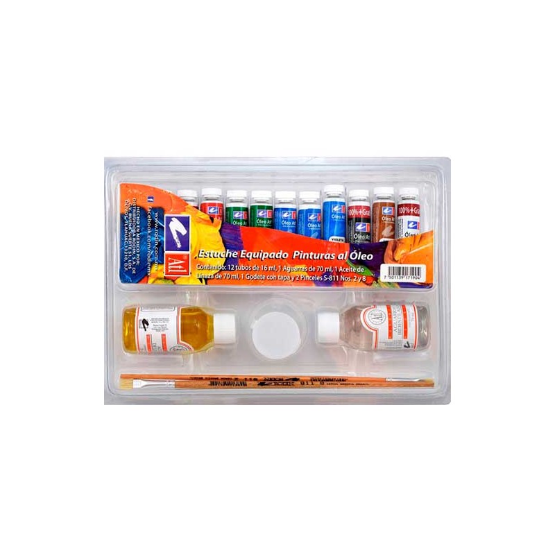 SET PINTURA OLEO ATL C/12 COL M4 C/ACCESORIOS