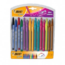 BOLIGRAFO CRISTAL FASHION SURTIDO PUNTO MEDIANO 15 PZ