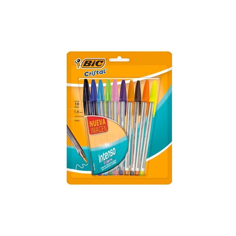 BOLIGRAFO CRISTAL INTENSO 10PZS 1.6MM