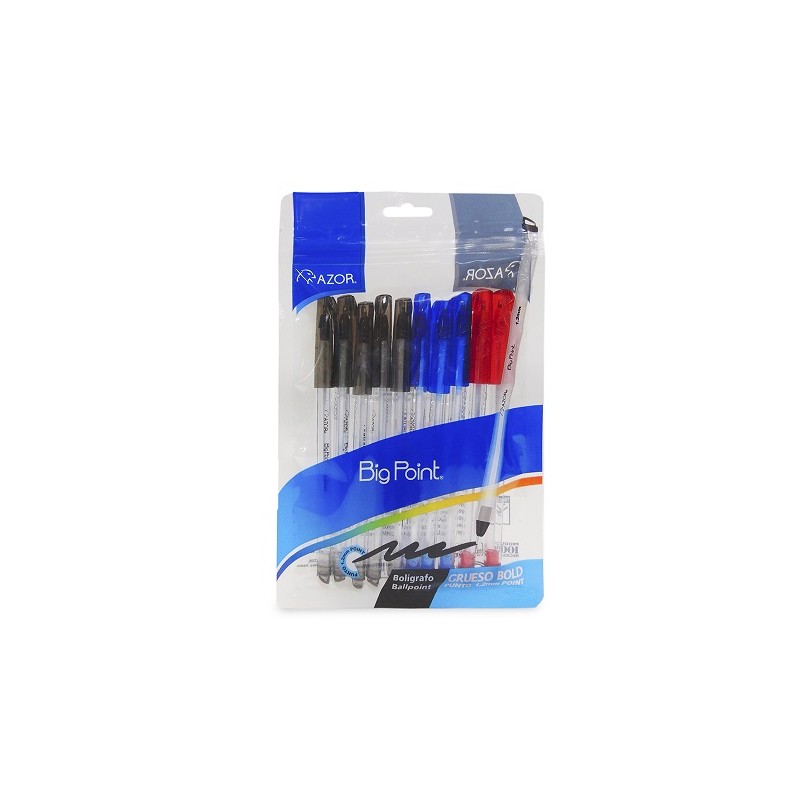 BOLIGRAFO BIG POINT 10 PIEZAS 1.2MM SURTIDO