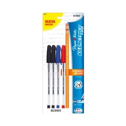 BOLIGRAFO KILOMETRICO 100 PUNTO MEDIANO 4PZ+LAPIZ