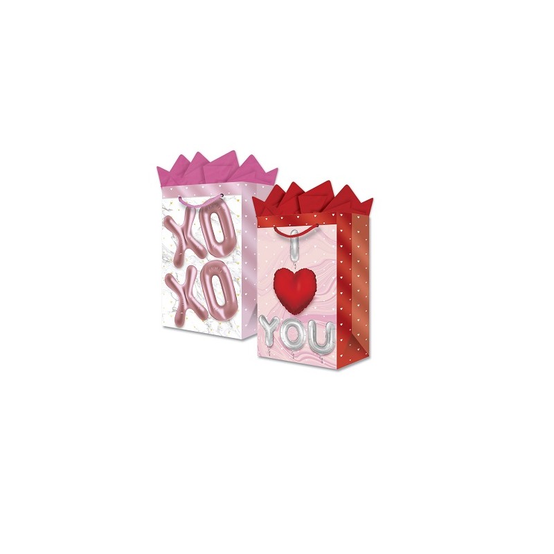 BOLSA PARA REGALO CHICA SAN VALENTIN C/A 22.5X14X7.5CM