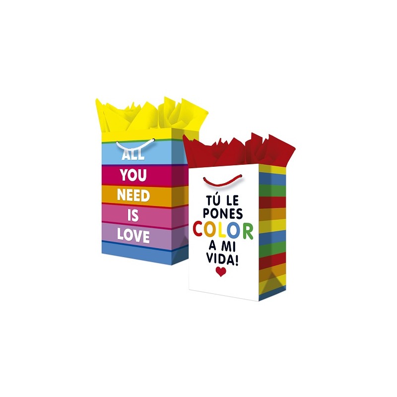 BOLSA PARA REGALO MEDIANA SAN VALENTIN 26X20X10.5CM