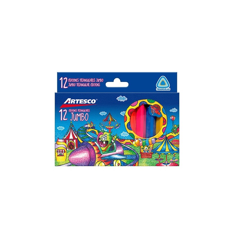 CRAYONES DE CERA JUMBO TRIANGULARES 12PZ