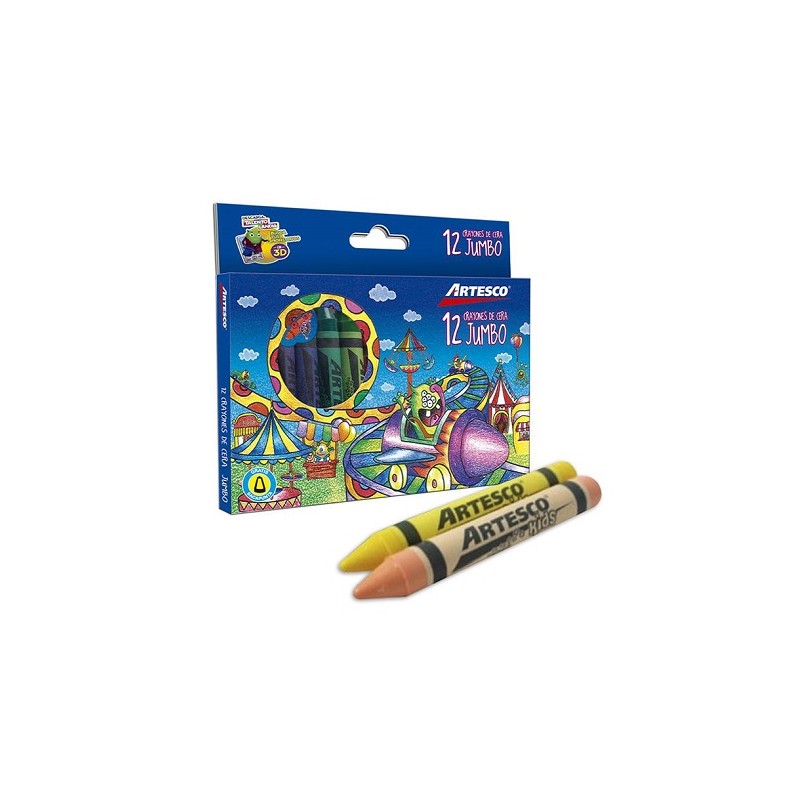 CRAYONES DE CERA REDONDOS DELGADOS 12PZ