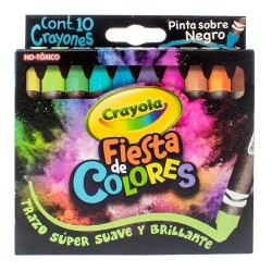 CRAYONES FIESTA PARA PAPEL NEGRO 10PZ