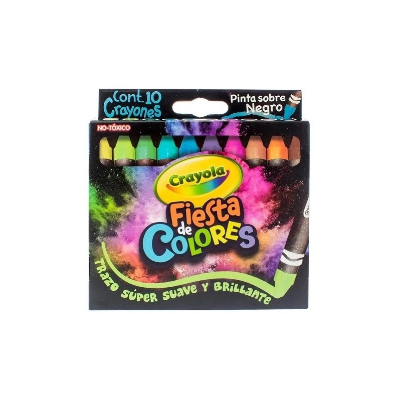 CRAYONES FIESTA PARA PAPEL NEGRO 10PZ