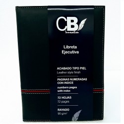 CUADERNO EJECUTIVO ESQUELA NEGRA FRANJA ROJA RAYA 72H