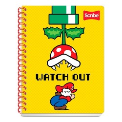 CUADERNO PROFESIONAL PASTA SEMI RIGIDA CON STICKERS Y SEPARADOR MARIO BROS RAYA 100H