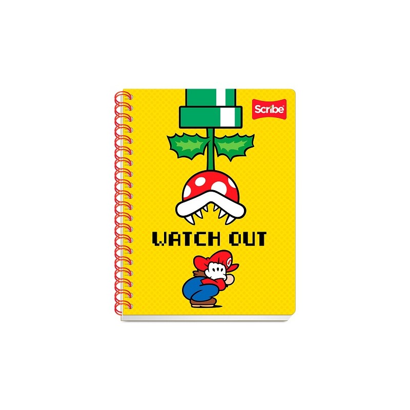 CUADERNO PROFESIONAL PASTA SEMI RIGIDA CON STICKERS Y SEPARADOR MARIO BROS RAYA 100H