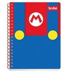 CUADERNO PROFESIONAL PASTA SEMI RIGIDA CON STICKERS Y SEPARADOR MARIO BROS C7 100H