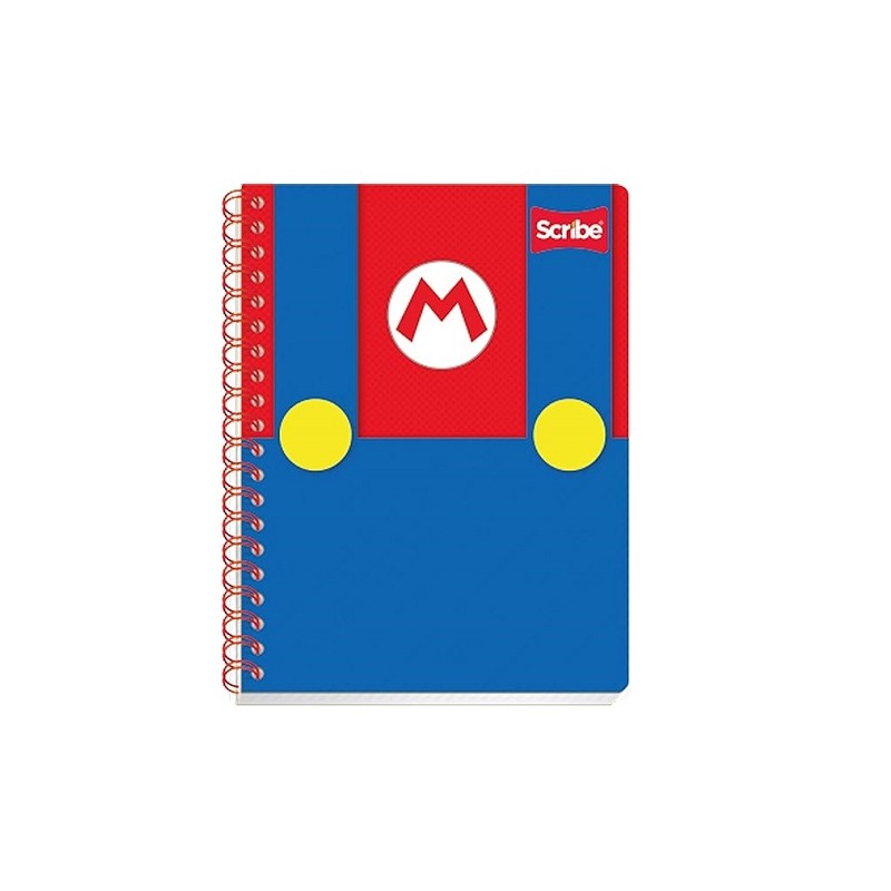 CUADERNO PROFESIONAL PASTA SEMI RIGIDA CON STICKERS Y SEPARADOR MARIO BROS C7 100H