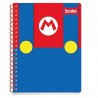 CUADERNO PROFESIONAL PASTA SEMI RIGIDA CON STICKERS Y SEPARADOR MARIO BROS C7 100H