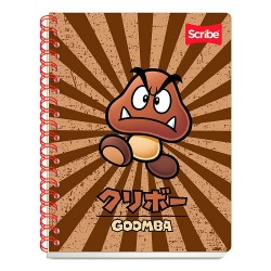 CUADERNO PROFESIONAL PASTA SEMI RIGIDA CON STICKERS Y SEPARADOR MARIO BROS CUADRO CHICO 100H