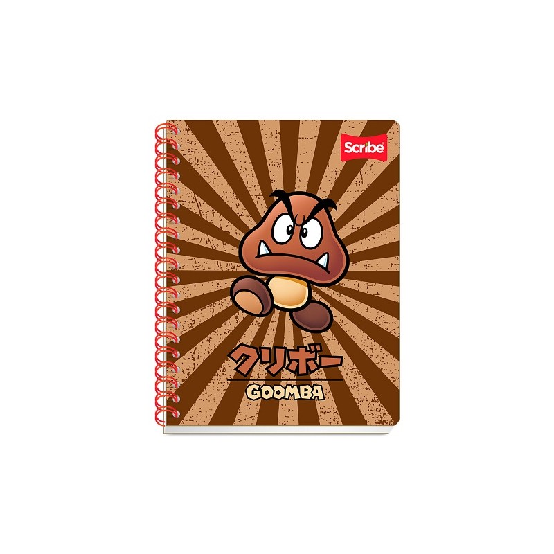 CUADERNO PROFESIONAL PASTA SEMI RIGIDA CON STICKERS Y SEPARADOR MARIO BROS CUADRO CHICO 100H