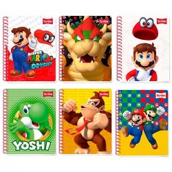 CUADERNO PROFESIONAL PASTA SEMI RIGIDA MARIO BROS CUADRO GRANDE 100H