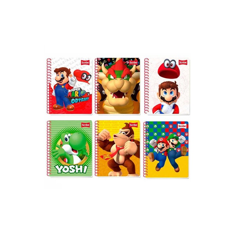 CUADERNO PROFESIONAL PASTA SEMI RIGIDA MARIO BROS CUADRO GRANDE 100H