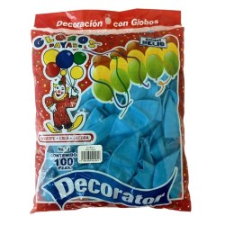 GLOBO DECORATOR 12 AZUL CIELO 100PZ