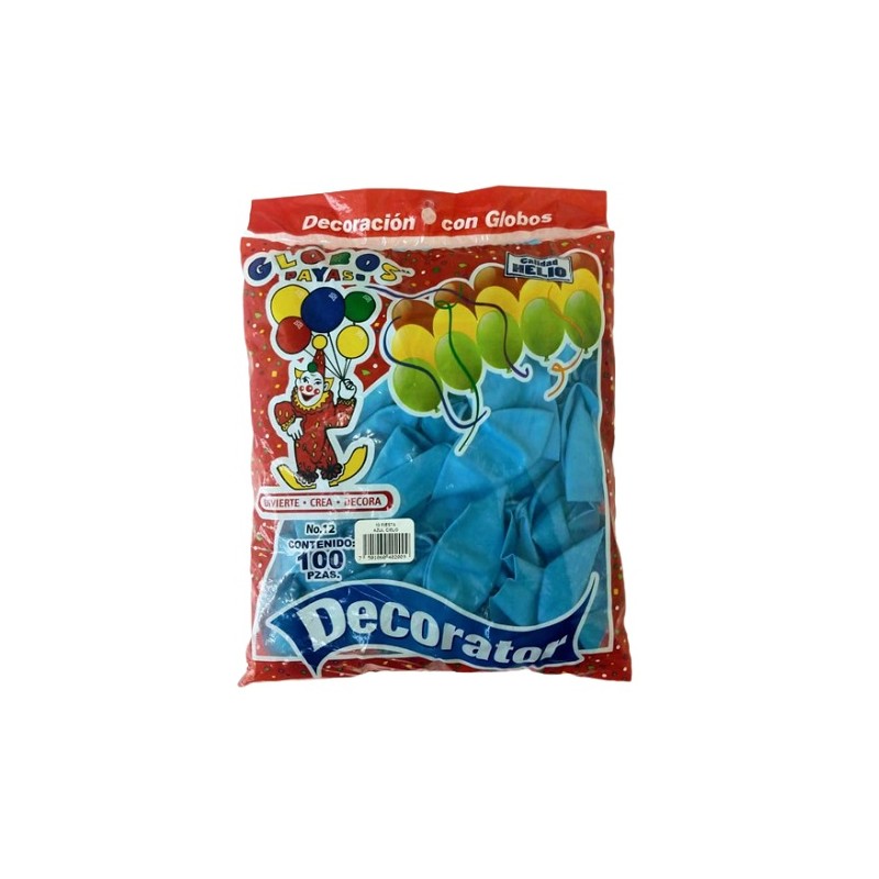 GLOBO DECORATOR 12 AZUL CIELO 100PZ