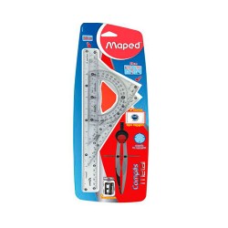 JUEGO DE GEOMETRIA CON COMPAS TECHNIC METAL